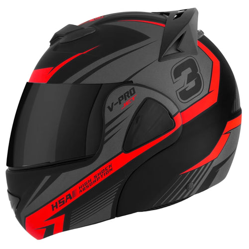 Capacete Moto Escamoteável V-Pro Jet 3 Robocop Masculino Feminino Pro Tork Fechado Com Viseira Fumê