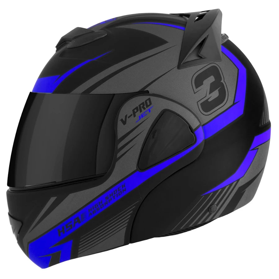 Capacete Moto Escamoteável V-Pro Jet 3 Robocop Masculino Feminino Pro Tork Fechado Com Viseira Fumê